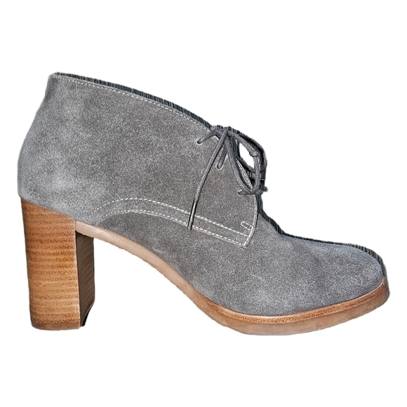 Johnston & Murphy Shoes - Suede boho ankle boots grey lace up block heel size 8.5